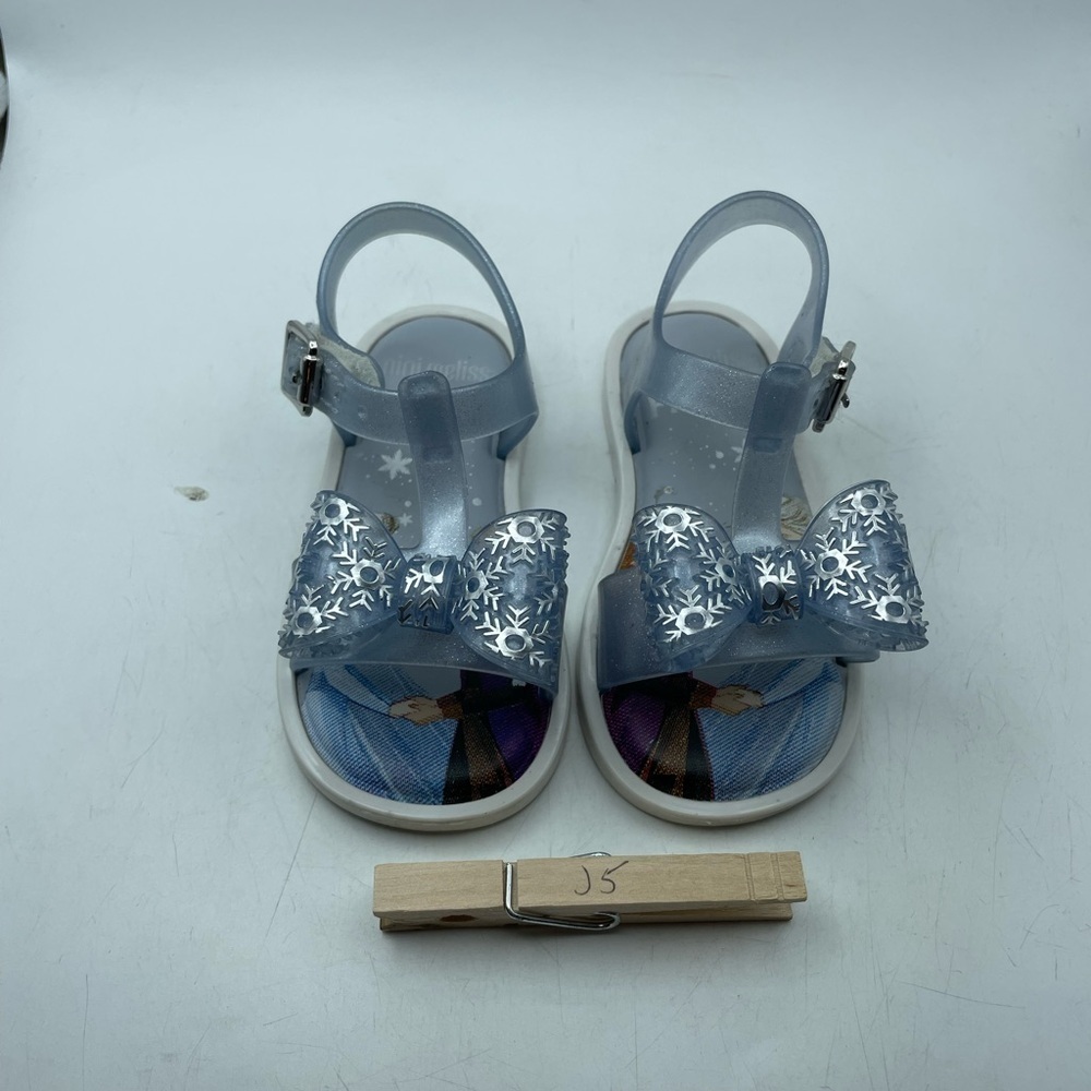 Mini Melissa X Disney Frozen girls Blue Sandals with Bow size 7C